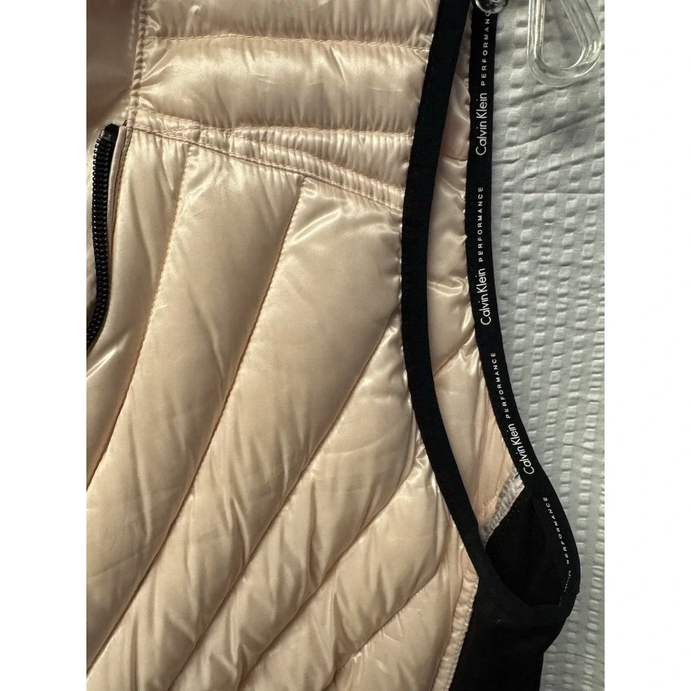 Calvin Klein Women's Pink Black Performance‎ Puffer Quilted Vest Premium Down XL